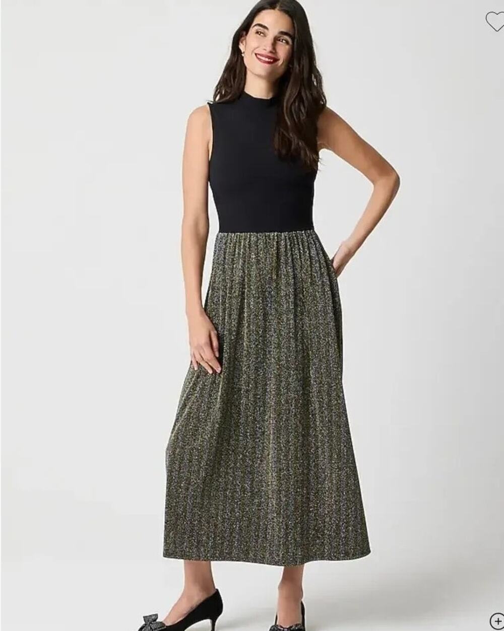 NWT J Crew Factory Mockneck Mixed-Media Sparkle Dress Medium Petite